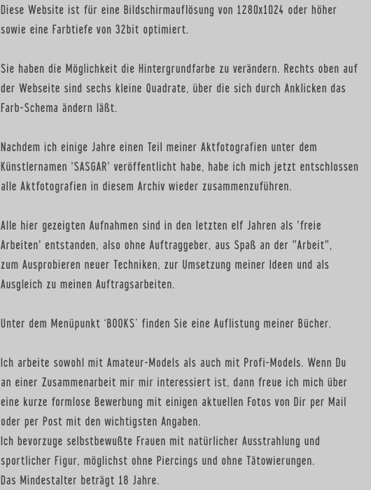 Informationen zu Aktfotos, Aktmodels und Arbeitsweise von Christian Feist