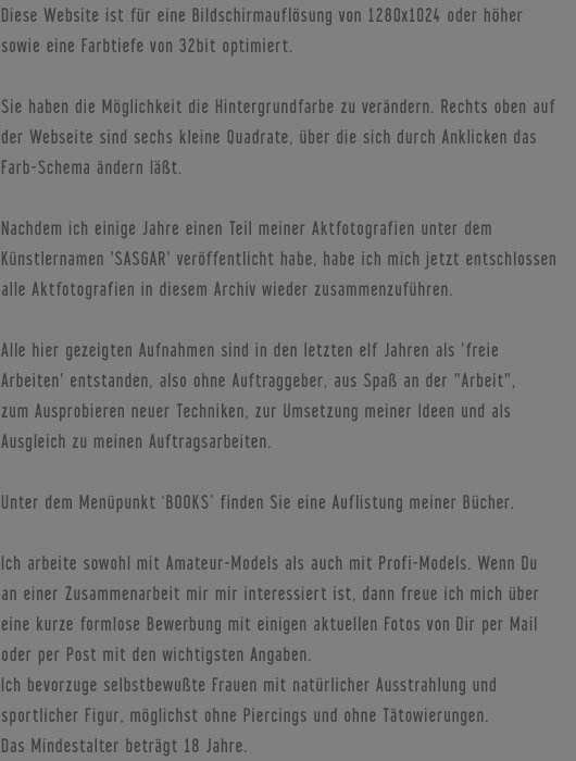 Informationen zu Aktfotos, Aktmodels und Arbeitsweise von Christian Feist